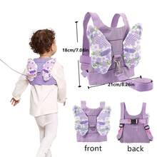 1pc Anti-Lost Toddler Backpack Leash, Child Safety Harness Strap With Butterfly Design - Mauve Purple - View 2