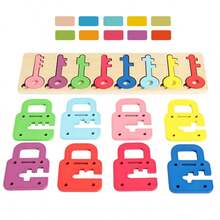 1 Set Wooden Colorful Lock & Key Matching Puzzle, 8 Different Colors & Shapes Sorting Toy, Interesting Desktop Categorization Game, Suitable As Birthday Or Christmas Gift - Locks and Keys - View 5