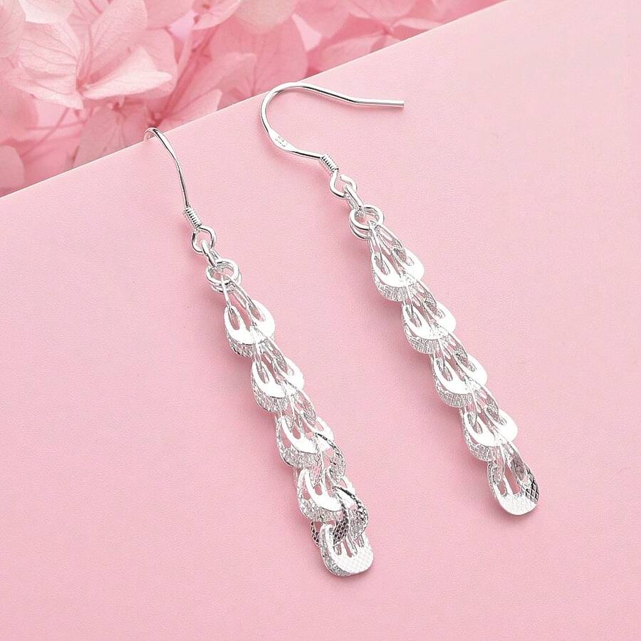 1 par de pendientes exquisitos y creativos chapados en plata de ley 925 como accesorios de moda, regalos y joyería para bodas y fiestas - Plateado - Ver 1
