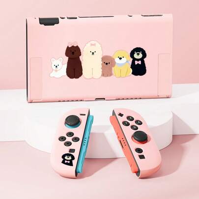 适用于Switch 2 (2025)游戏机的可爱小狗图案保护壳，兼容Switch NS/Switch OLED/Switch Lite，TPU软壳，通用保护套，Switch手柄保护套，Switch游戏配件，防摔、防滑、防刮，时尚美观，是送给家人和朋友的绝佳礼物