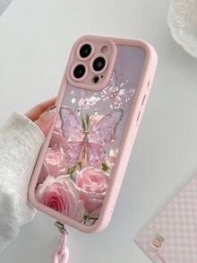 Butterfly Painted Textured Hollow Agate Anti-Drop Phone Case, Suitable For IPhone 14, 14 Pro, 14 Pro Max, 13, 13 Pro, 13 Pro Max, 11, 11 Pro Max, 12, 12 Pro, 12 Pro Max, XR, XS, 15, 15 Pro, 15 Pro Max, 16, 16 Pro, 16 Pro Max, 17, 17 Pro, 17 Air, 17 Pro Max, Galaxy S24, A04, A12, A13, A14, A23, A24, A32, A33, A51, A52, A53, A54, A72, S20 FE, 9, 9A - Multicolor - View 5