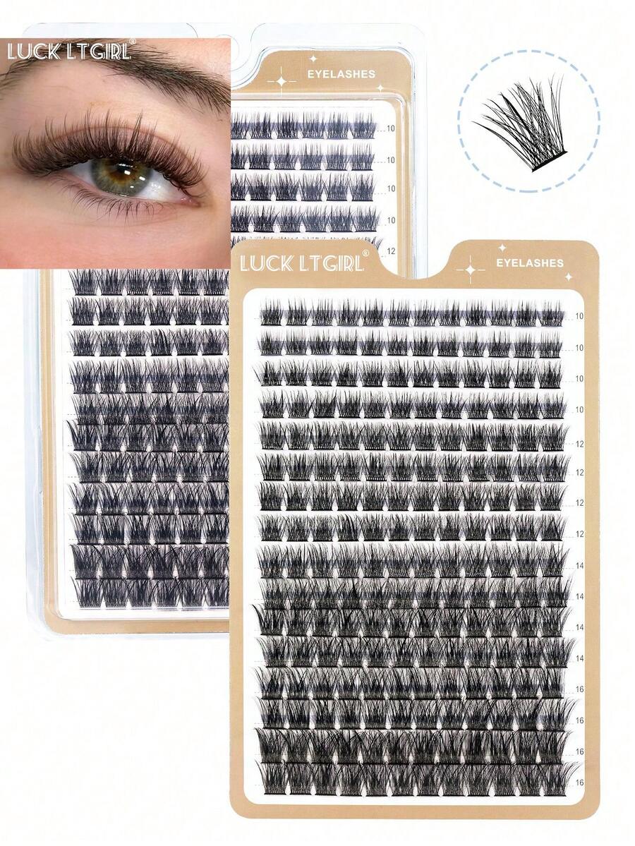 192pcs DIY Lash Clusters 10-16mm Natural Individual Fake Eyelashes Voluminous Lengthening Extension - D - View 1