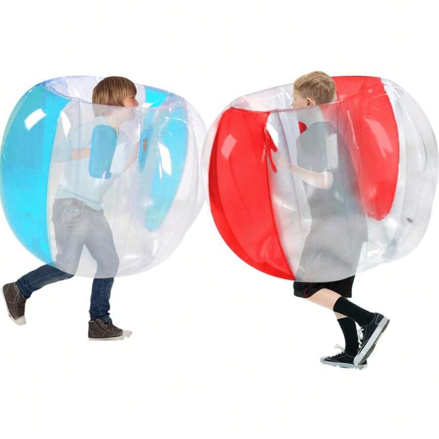GCCSJ Kids Sumo Balls,2-Pack 36 Inch Kids Bumper Balls - Inflatable Sumo Bumper Soccer Balls For Ages 3-12, Outdoor Team Play Balls With Safety Handles, Fun Backyard Game & Birthday Party Toy For Boys & GirlsIt Is The Best Birthday Giftgift For Children (36 Inch,2 PcsBlue+Red)
