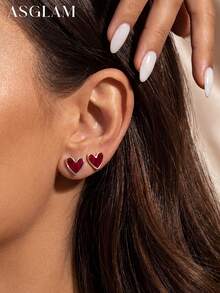 1对心形耳环，925纯银首饰，精致创意耳环，精美首饰礼品，适合女孩日常佩戴、约会、派对和其他场合。 - 款式2 - 查看 2