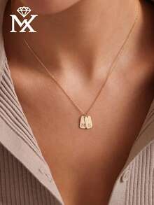 Personalized Engraved Pendant Necklace, Customized Letter Pendant Necklace, Personalized Name Bar Necklace, Christmas Gift - Multicolor - View 3