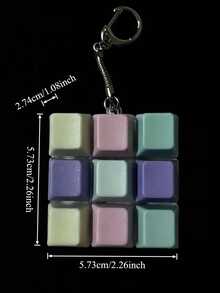 1pc 9-Key Squeeze Stress Relief Keychain, Mechanical 9-Key Keychain Fidget Toy, Creative Keyboard Pendant, Holiday Party Small Gift - Multicolor - View 5