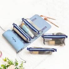 1个四合一大容量化妆包，可拆卸便携折叠旅行洗漱用品收纳包 - 彩色 - 查看 2