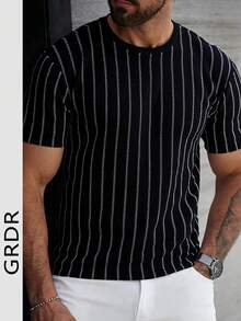 GRDR 男士时尚圆领短袖T恤 | 精致设计 | 夏季必备 | 百搭易穿 | 展现你的风格 - 黑色 - 查看 5