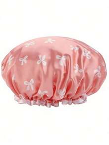 双层防水印花浴帽，时尚女士防潮发套，居家淋浴厨房护发 - 彩色 - 查看 11