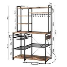 Kitchen Bakers Rack, 5 Ft Power Cable Bakers Rack With Power Outlet, Kitchen Stand With X-Shaped Support Bar, 10 S-Shaped Hooks, Coffee Bar Stand For Dishes, Spice Bottles, Built-In Power Strip - 5 Ft 10 S-shaped Hooks - View 10