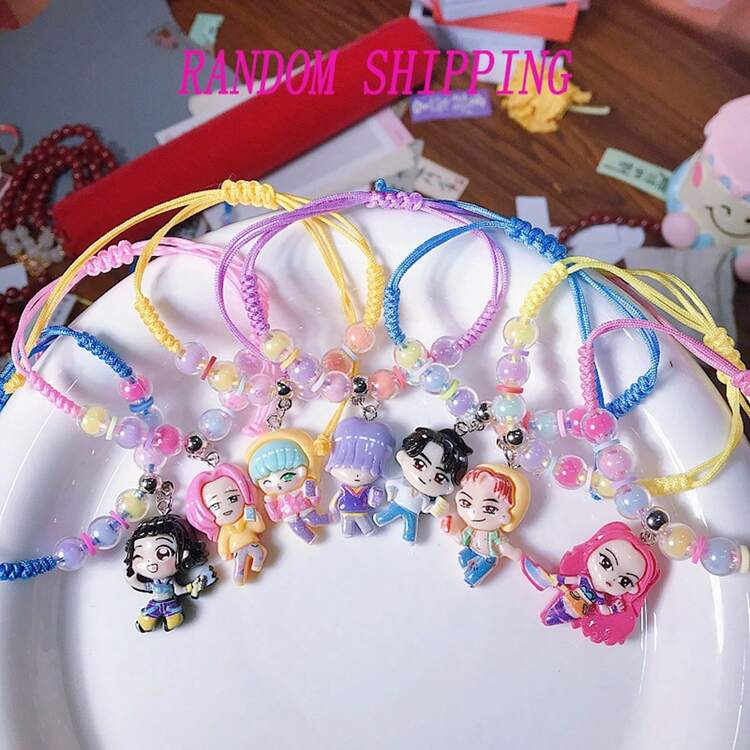 K-POP Witch Hunting Girl Group Anime Character Beaded Bracelet Set, Adjustable Woven Cord Bracelet With Cute Chibi Pendant, Suitable For Daily Wear - Random Styles - View 10