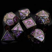 7pcs Shiny Metal Dice Set, D&D Tabletop Game Accessories, Suitable For Halloween, Christmas, Gifts, Party Supplies - Multicolor - View 7