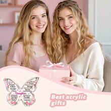 【2D平面】亚克力蝴蝶造型牌匾，灵感来自她的父母，女儿送的礼物，适合作为圣诞节、毕业典礼、生日纪念礼物 - 1PC - 查看 5