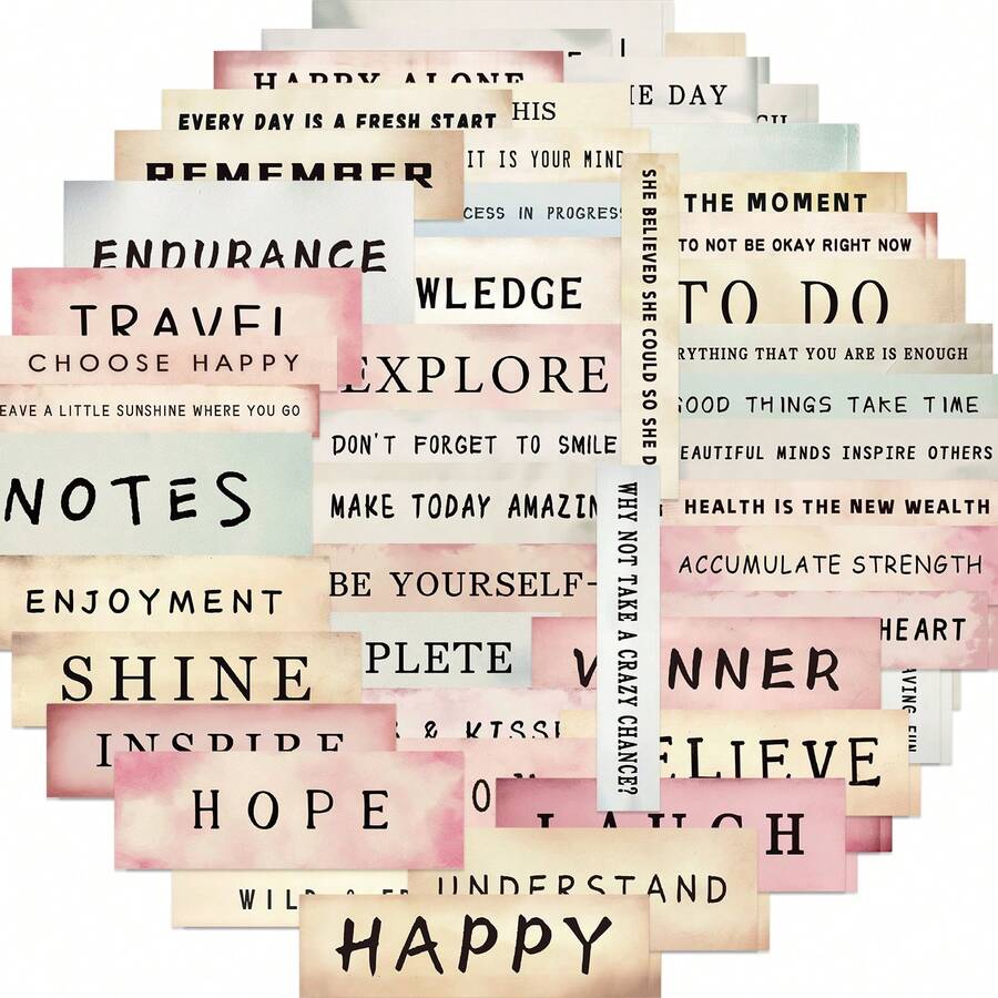 50pcs Retro-Style Word Stickers, Creative Graffiti Stickers, Office Supplies, Mobile Phone And Computer Stickers, High-Value, Durable, Exquisite, Cool Stickers, Fun, Classic, Colorful Cartoon Designs, Gift Decorations, Phone Case Decorations, Reusable, Colorful Cartoon Designs, Suitable For Water Bottles, Skateboards, Mobile Phones, Etc., Perfect For School Supplies And A Top Choice For Holiday Gifts. - 50pcs - View 1