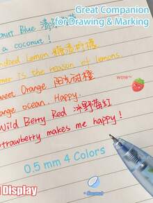 1/4 PCS Fun Fruit-Scented Pocket Pens With 0.5Mm Quick-Drying Gel Ink, Stylish And Minimalist Transparent Pens For Journaling And Drawing - Multicolor - View 4