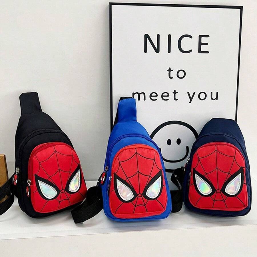 Disney Marvel Spider-Man Hero Shoulder Bag, Unisex, Street Style Chest Bag, Crossbody Bag, Lightweight Travel Backpack, Casual Outdoor Shoulder Bag, Adjustable Shoulder Strap, Fashionable Red And Black Shoulder Bag. - Multicolor - View 1