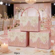 10个/包 婚礼派对礼品糖果盒，高端新款纸盒，纪念礼品盒，适用于各种节日和周年纪念日，手提纸盒 - 查看 3
