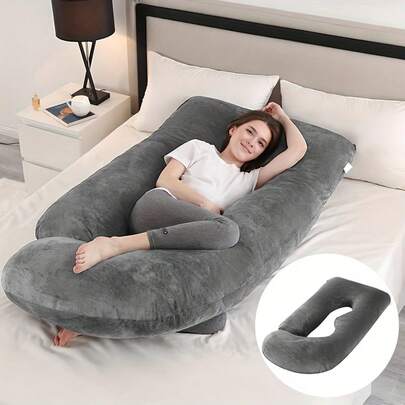 60inch J-Shaped Full Body Pillow,Maternity Pillow,Soft Polyester Full Body Support Cushion,Ergonomic Design For Pregnant Women And Youngest Gift For Graduation,Party,Birthday And Wedding.