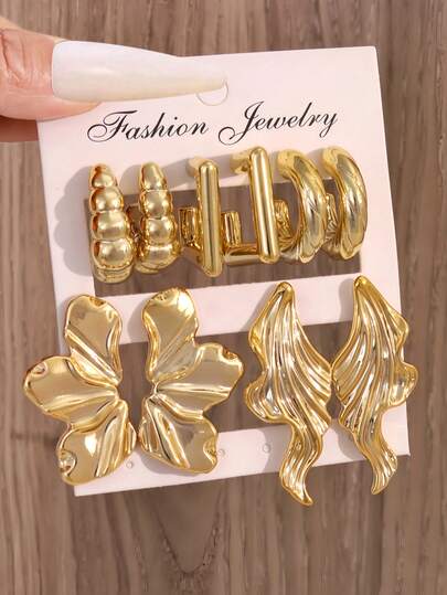 2/10 piezas Pendientes de aro exagerados, pendientes de flor de resina CCB, juego de pendientes chapados en oro, pendientes de aro gruesos, pendientes circulares, juego de pendientes para mujer