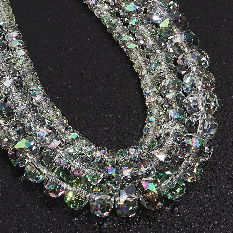 1pc Shiny Transparent Wheel Crystal Beads, 4/6/8mm Spring Green Flat Wheel Beads, Cool Touch Crystal Flat Beads For DIY Bracelet Necklace In Spring/Summer