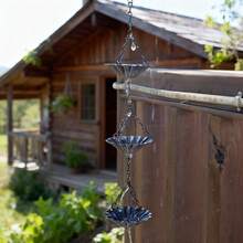 1pc Lotus Shaped Rain Chain, Minimalist Retro Iron Downspout Decoration, Comfortable Dripping Sound, Suitable For All Seasons - Lotus - View 5