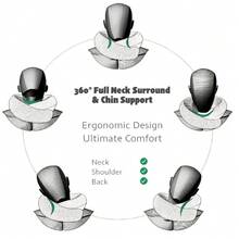 Fashionable, Convenient, Soft Travel Neck Pillow U-Shaped | Ergonomic Airplane Cervical Pillow, Compact And Portable, With A Light-Blocking Hood Design, Easy For Resting, Comes With A Storage Drawstring Bag, Suitable For Airplanes, Hotels, Commuting, Satin Polyester - A - 查看 5
