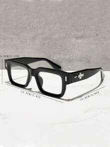 1 Pair Unisex Rectangular Classic Fashion Eyeglasses Frame, Suitable For Computer, Gaming, TV, Mobile Phone And Daily Wear - Clear - View 7
