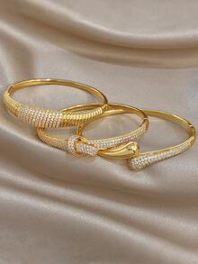 Elegant & Delicate Twisted Bangle Set, 18K Gold Plated Thin Bracelets For Women, Suitable For Daily Wear, Party, Valentine's Day, Wedding, Music Festival, Mother's Day, Jewelry Gift - Multicolor - View 4