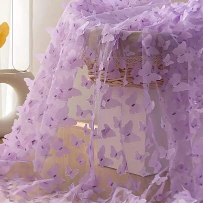 3D Butterfly Lace Tablecloth Made Of Polyester, A Romantic Bohemian Table Runner For Weddings, Transparent Rectangular Decor For Home And Kitchen
