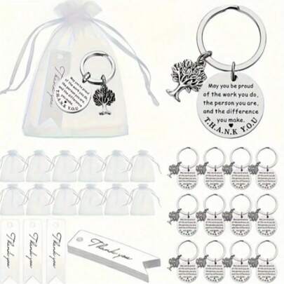 36pcs Stainless Steel "Be Proud" Keychain, Inspiring Employee Appreciation Gift, Tree Of Life Pendant, Suitable For Couples, Coworkers, Party Favors