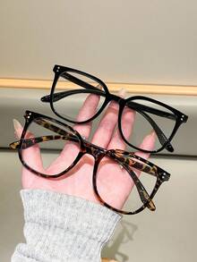 1/2pcs Square Frame Daily Wear Optical Glasses, Campus Style Face-Flattering Glasses(Large-Framed Glasses) - Multicolor - View 2