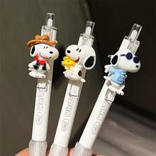 2支装可爱史努比伸缩中性笔，学生考试用笔，卡通文具笔，款式随机 - 彩色 - 查看 2