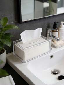 Transparent Desktop Tissue Box, Nordic Minimalist Style Tissue Paper Holder For Home, Restaurant, Living Room, Bedroom - Clear - View 4