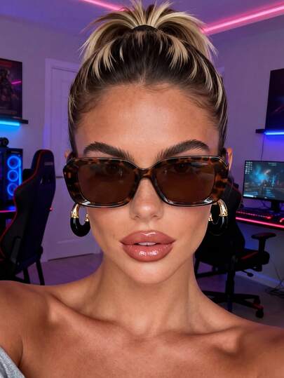 1 Pair Brown Square Bohemian Style Fashion Glasses For Women And Men, Suitable For Elegant Attire, Travel, Sports, Driving, Festivals, Beach, Music Festivals, Outings, Summer Accessories, Vacation, Family Outings, Street Style, Sports, Parties, Outdoor Activities, Fishing, Holidays, Vacation