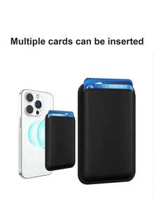 Leather Wallet Card Holder PU Apple Magsafe Leather Magnetic Card Slot PU Leather Back Sticker Suitable For Public Transportation Card Spring Gift - Multicolor - View 6