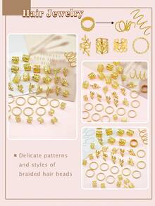 42个多形状弹力发圈 - 多功能可调节合金发箍，女士脏辫发饰 - 金色 - 查看 6