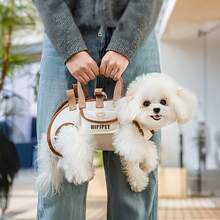 Portable Pet Sling Carrier - Convenient Outdoor Leash Backpack, Easy To Wear, Leg Holes, Adjustable Strap, Suitable For Dogs, Cats And Other Pets - Beige - View 7