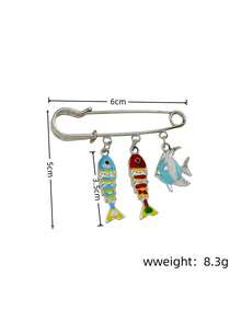 1pc Bohemian Elegant Personalized Ocean Creature Fish Brooch, Versatile For Women To Wear On Hats, Scarves, Shoes, Suitable For Vacation - Multicolor - View 5