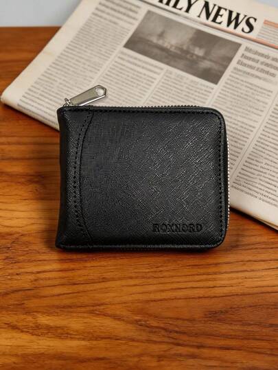 Cartera pequeña de hombre con detalle de letra, billetera plegable pequeña con cremallera, regalo para papá, mini, delgada, ligera, multicapa, portátil, tarjeta de identificación, efectivo, minimalista, moda, negocios, aniversario, San Valentín, cumpleaños, regalo de pareja, hombre, regalo, bolsa de regalo, casual, estilo antiguo, hombre, cartera, billetera de cuero