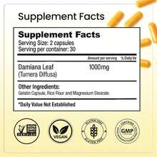 Damiana Leaves Herbal Supplement Capsules | Plant-Based Botanical Wellness Formula | Vegan Gluten-Free Daily Supplement | 60 Capsules - 1 Bottle - 查看 5