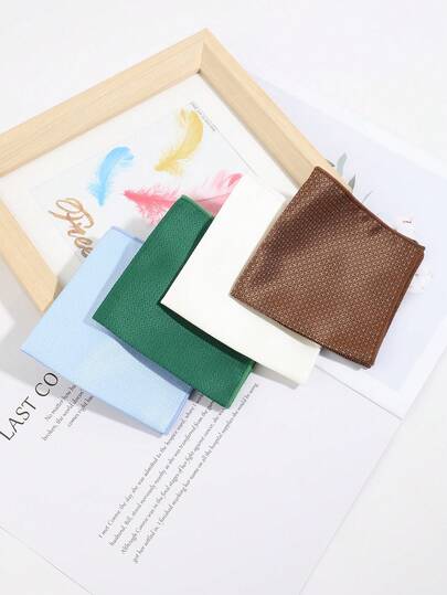 1条时尚休闲男士简约纯色条纹口袋方巾，适合日常、派对、商务活动等场合