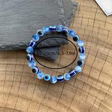 Men's & Blue Evil Eye Charm Bracelet With 8mm Devil's Eye Bead - Elastic Greek/Roman Amulet Jewelry Suitable For Daily Wear, Parties, Christmas/Thanksgiving Gift - Year-Round December Birthstone Accessory - 1pc - 查看 4