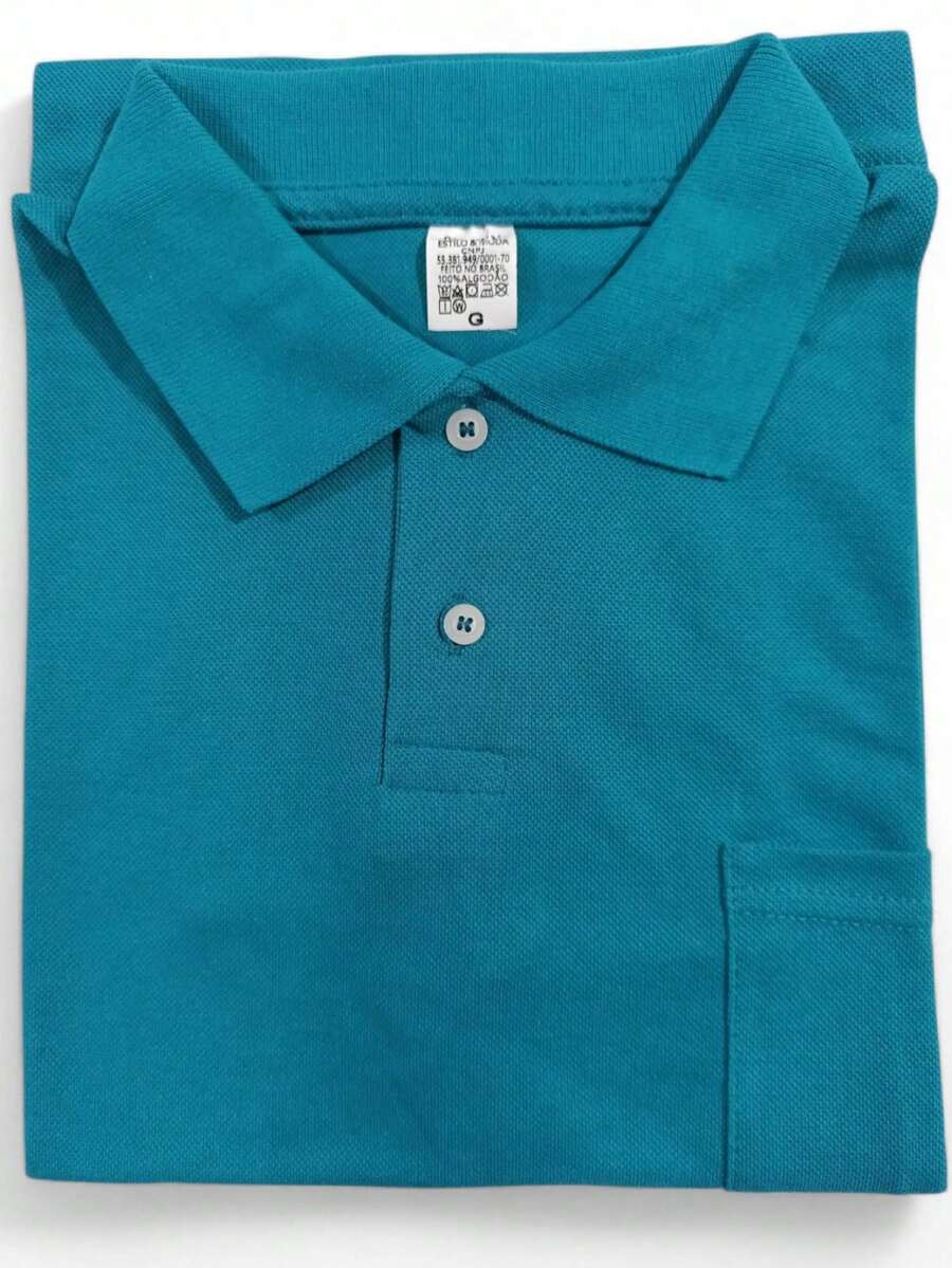 Basic Piqué Polo Shirt With Pocket - Verde Jade - View 1