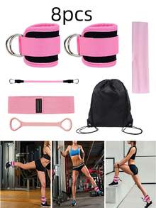Hip Resistance Band Set, Ankle Strap, Booty And Leg Resistance Bands, Shaping Waist, Cable Machine, Hip Lifter Ankle Elastic Band Training Set - Multicolor - View 2