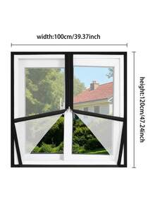 White Zipper Window Screen Mesh Set, Easy Hook & Loop Install, Breathable Anti-Mosquito Net, Removable Reusable Insect Protection For Home Windows - White Zipper Style - View 2