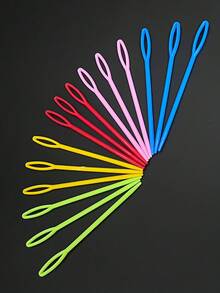 9cm Colorful Plastic Large Eye Needle, For Hands, DIY Knitting Needle For Cross Stitch, Sweater Sewing - Colored Plastic  Pins - View 3