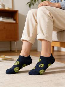 1/3 Đôi tất tàng hình in hình trái cây dễ thương, tất tàng hình dành cho nữ, tất cổ ngắn họa tiết trái cây dễ thương cho nữ, tất cổ thấp ngộ nghĩnh cho bé gái - Nhiều màu - Xem 4