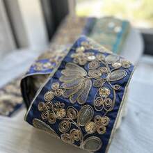 100厘米刺绣欧根纱缎带 - 花卉菱形图案，饰以金色金属线，高品质面料，适用于DIY服装、配饰、家居装饰 - 混色，缝纫饰边，时尚装饰，闪亮点缀 - 多色 - 查看 13