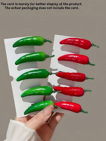 2/4个趣味蔬菜发夹，可爱卡通红绿辣椒发夹，侧分刘海夹，短发夹，发饰，头饰