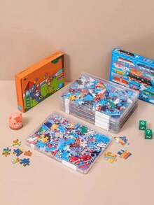 1/2/4pcs Plastic Transparent Puzzle Storage Box - Multifunctional Toy Storage Box For Blocks, Puzzles And Crafts, With Convenient Lid, Large Capacity, Waterproof, Double Buckle Closure, Stackable Storage, Suitable For Files, Magazines, Notebooks, Invoices, Test Papers Etc. - Space Saving, Suitable For Home And Office Use, Office Organization, Fashionable And Durable Plastic Material, Document Storage Box - Clear - View 8